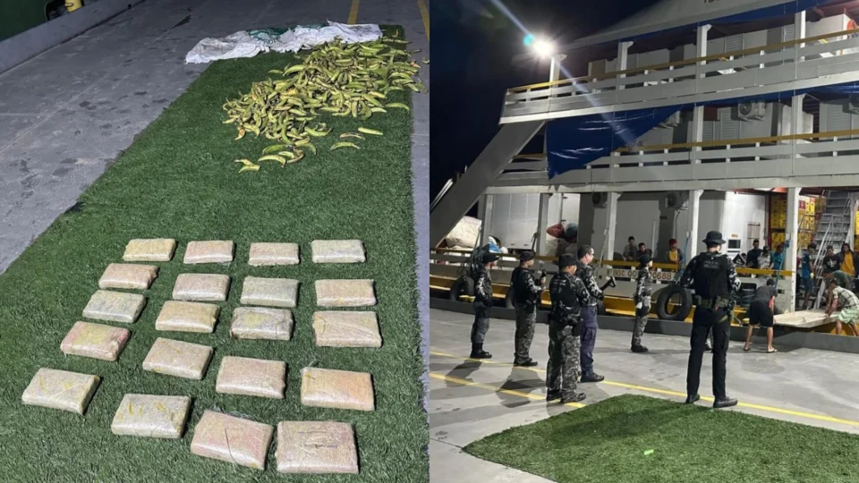 Polícia apreende 20 quilos de skunk disfarçados em sacos com bananas em embarcação no Amazonas