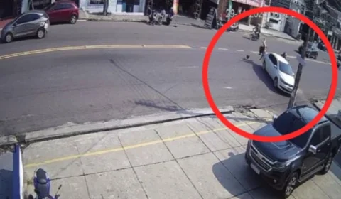 Motociclista e garupa ficam feridos em colisão com carro no bairro Raiz em Manaus