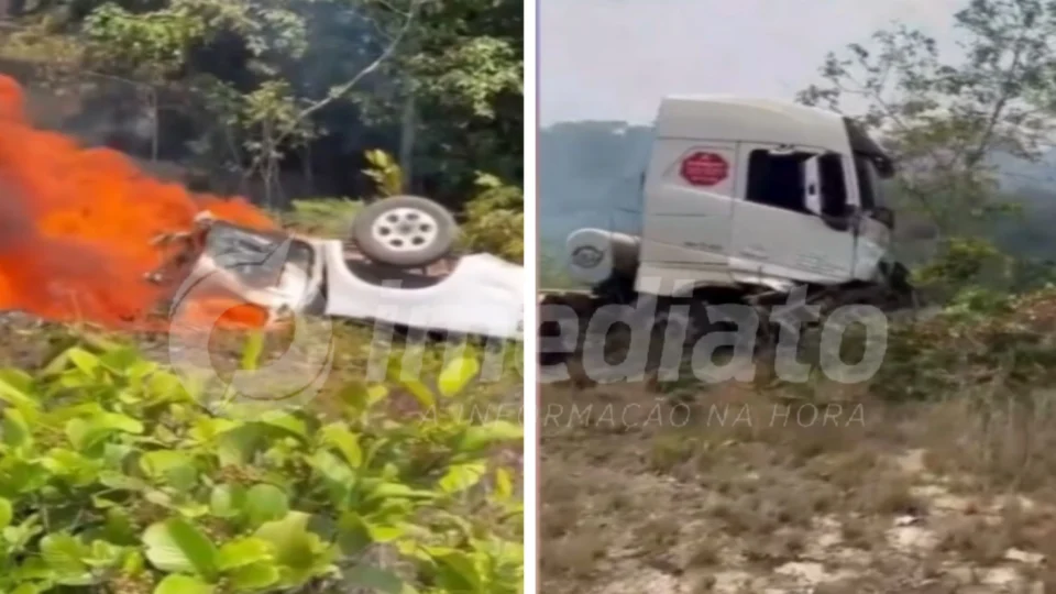VEJA VÍDEOS: grave acidente entre três veículos na BR-174 deixa vítimas e causa explosão