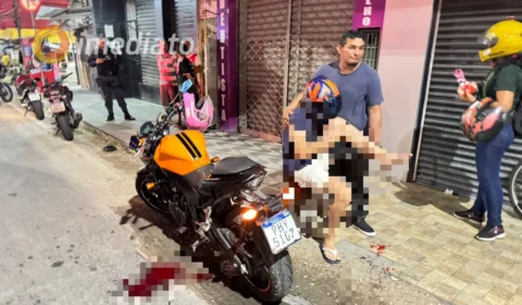 Acidente de trânsito deixa motociclista com fratura exposta na avenida Grande Circular
