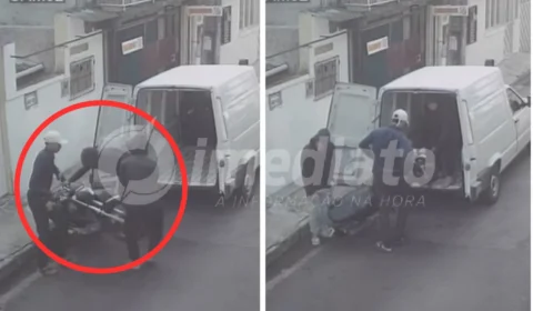VEJA VÍDEO: bandidos furtam motocicleta e a colocam dentro de van no bairro Planalto