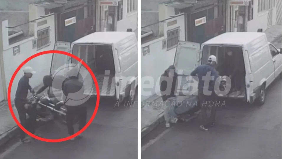 VEJA VÍDEO: bandidos furtam motocicleta e a colocam dentro de van no bairro Planalto
