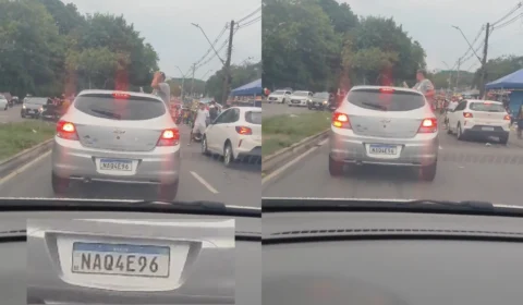 Vídeo: passageiro fica com metade do corpo pra fora de carro no ‘Calçadão’