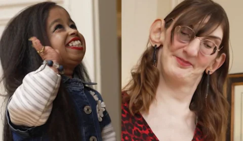 Vídeo: Mulheres mais alta e mais baixa do mundo se reúnem no Dia Mundial dos Recordes Guinness