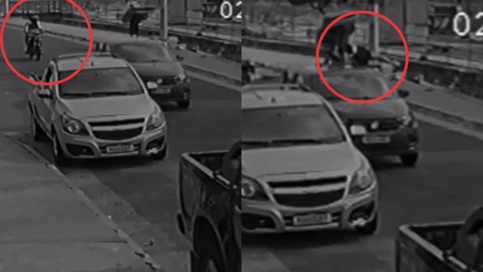 Vídeo: mulher vai parar em cima de carro durante acidente no Alvorada