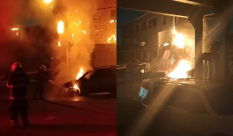 Vídeo: explosão em transformador causa incêndio e destrói carros no Praça 14