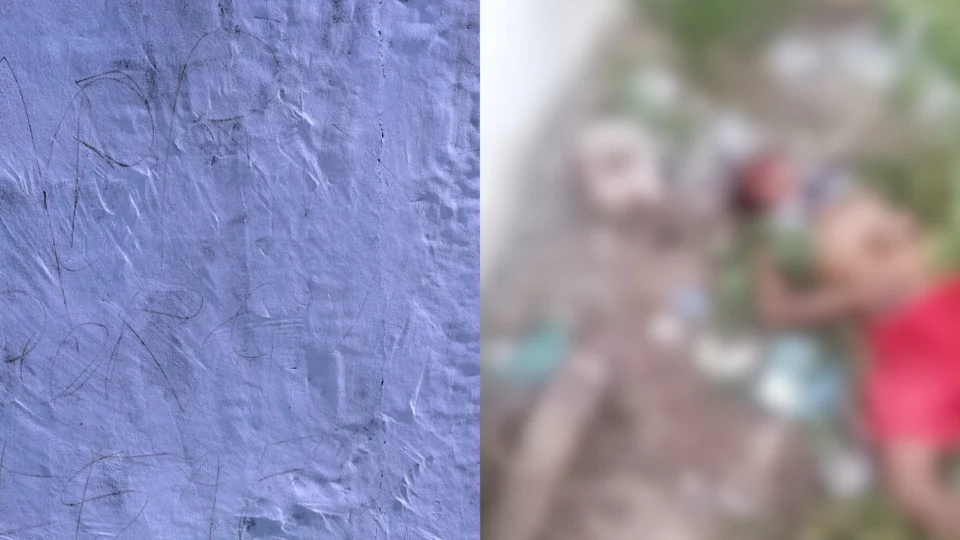 Vídeo: ‘Morreu porque era safado’, diz recado pichado em muro ao lado de homem morto a pedradas no Jorge Teixeira