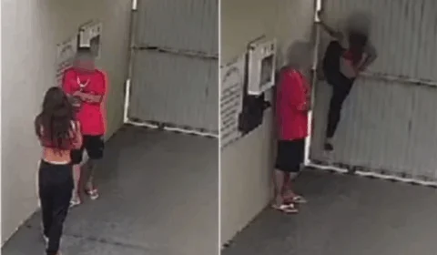 VEJA VÍDEO: casal escala portão e foge de motel para não pagar a conta