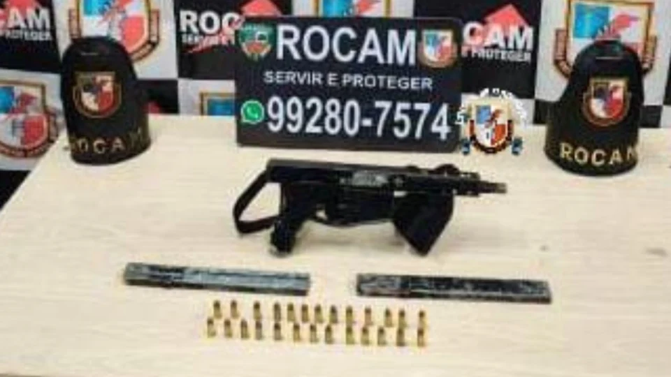 ROCAM Prende Jovem com Submetralhadora Artesanal e Munições no Bairro Aleixo