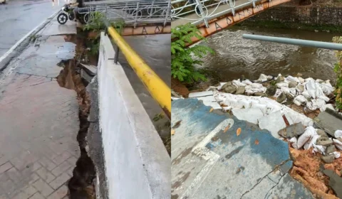 VÍDEO; Trecho da Avenida Brasil, ameaça desabar após forte chuva