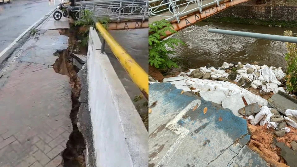 VÍDEO; Trecho da Avenida Brasil, ameaça desabar após forte chuva