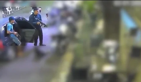 Polícia divulga imagens de dupla armada que tentou matar homem em praça de alimentação no Parque Dez