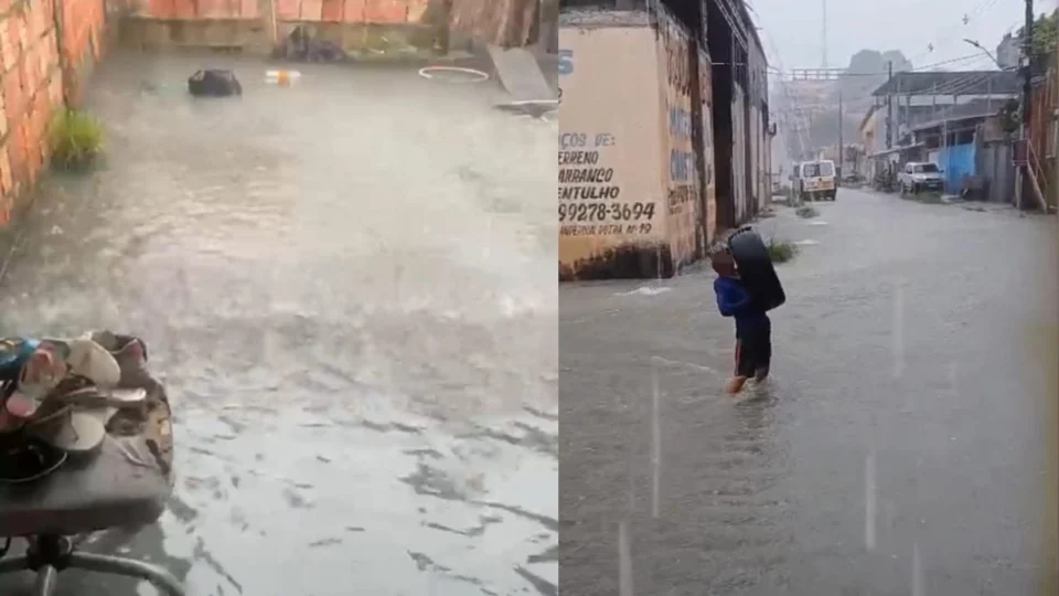 Chuva forte causa alagações em vários bairros de Manaus