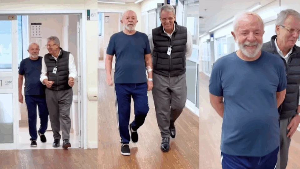 Lula publica vídeo caminhando no hospital e tranquiliza população sobre sua recuperação