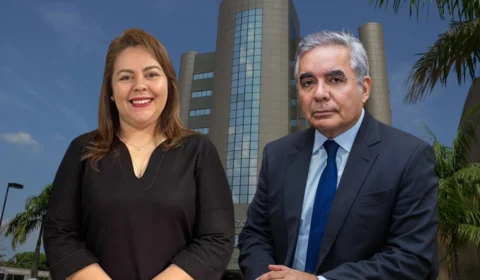 Giselle Scopel, presidente do CEBRASC, apresenta o Núcleo de Arbitragem ao desembargador Flávio Pascarelli