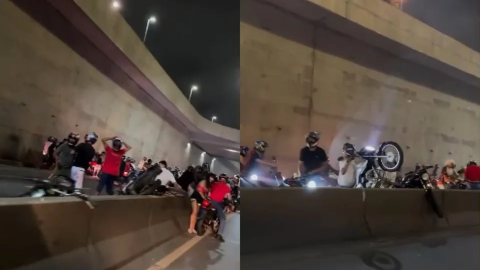 Vídeo: Motoqueiros tentam fugir de blitz durante ‘rolê natalino’ em Cuiabá