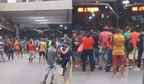 Vídeo: Passageiros protestam contra falta de ônibus no Terminal 4 em Manaus
