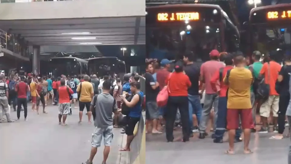 Vídeo: Passageiros protestam contra falta de ônibus no Terminal 4 em Manaus