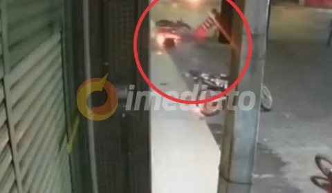 Vídeo: Mulher é atingida por cabo de energia rompido em acidente no Ceará