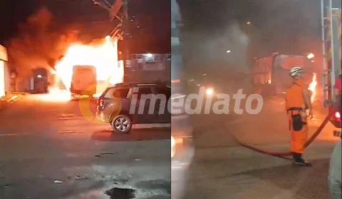 Vídeo: Incêndio destrói ônibus e causa explosão no Japiim