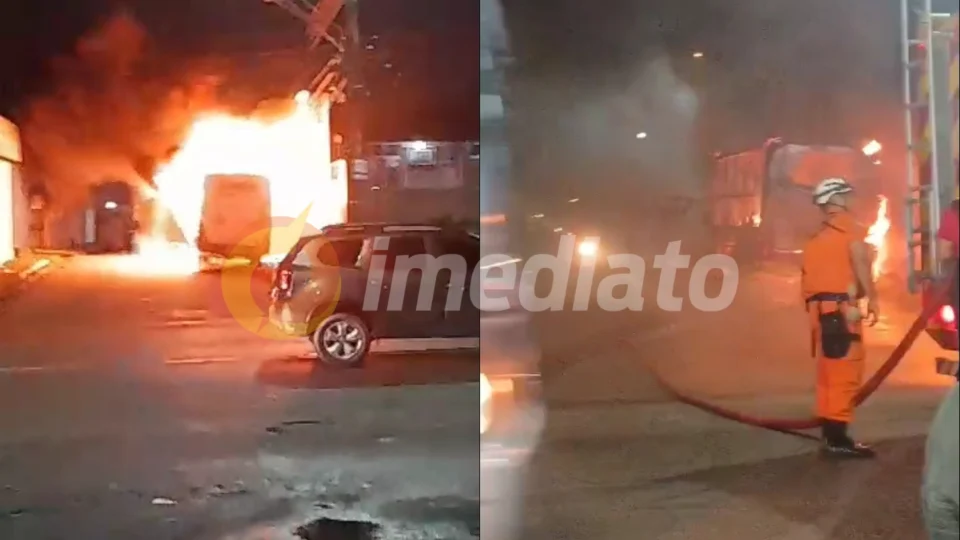 Vídeo: Incêndio destrói ônibus e causa explosão no Japiim