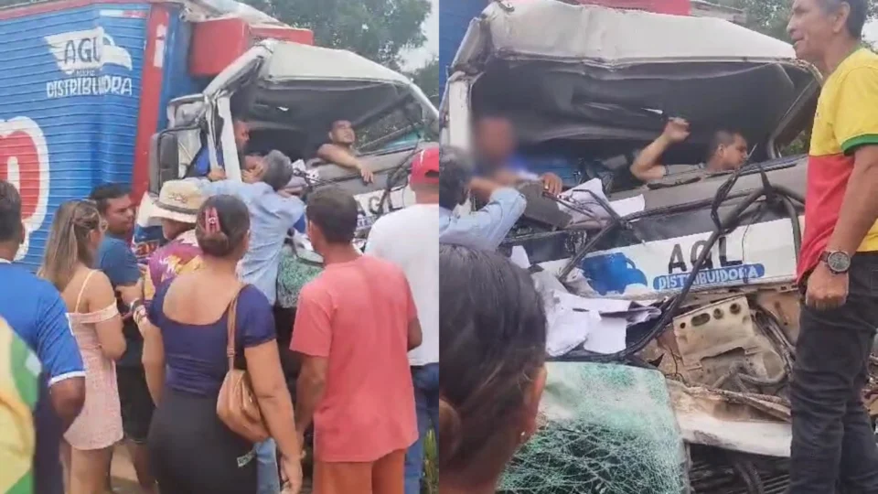 Vídeo: Homem morre após colisão entre ônibus escolar e caminhão na AM-070