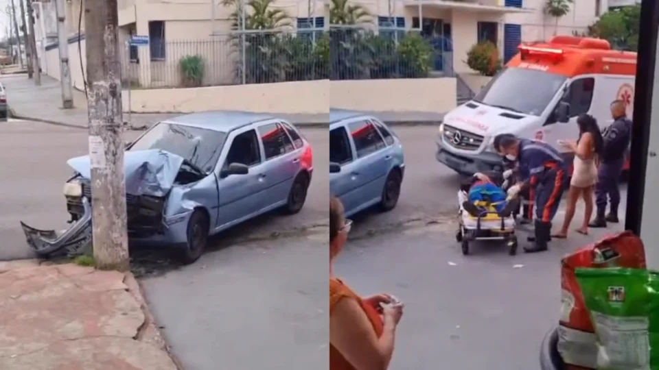 Vídeo: homem supostamente embriagado destrói carro em poste na Av. Duque de Caxias