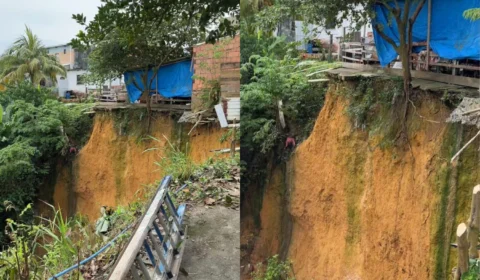 Moradores do bairro São Raimundo temem perder casas após barranco ceder