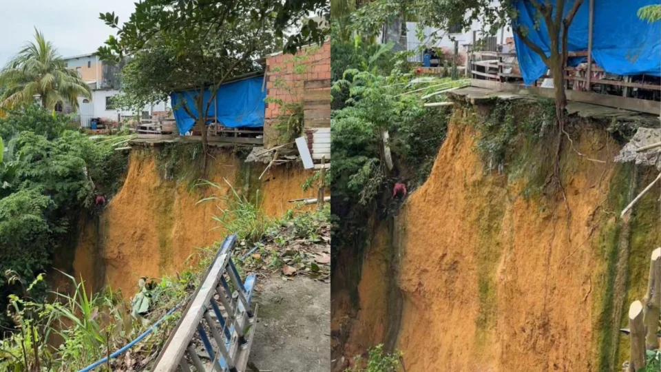Moradores do bairro São Raimundo temem perder casas após barranco ceder