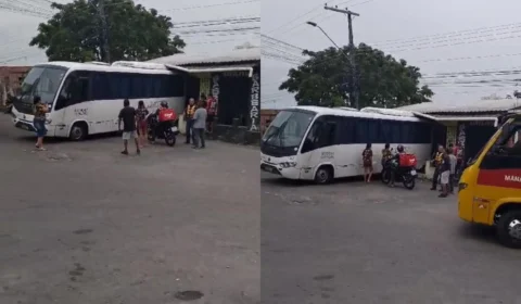 Ônibus perde força e invade salão de beleza no bairro Novo Reino 2
