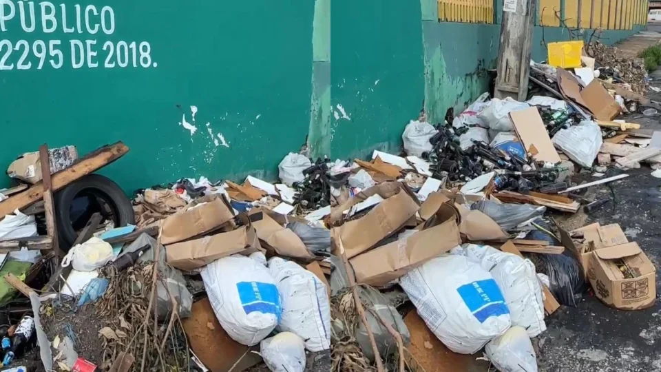 Moradores ignoram lei e descartam lixo em rua do bairro São José, em Manaus