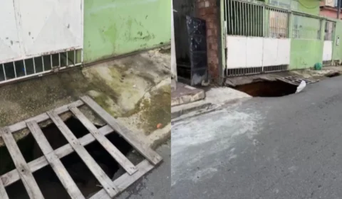 Cratera formada em frente à residencia no bairro do Coroado continua sem solução desde Outubro