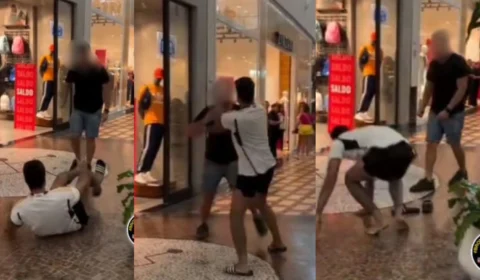 Dois homens são flagrados ‘na porrada’ dentro de shopping em Manaus