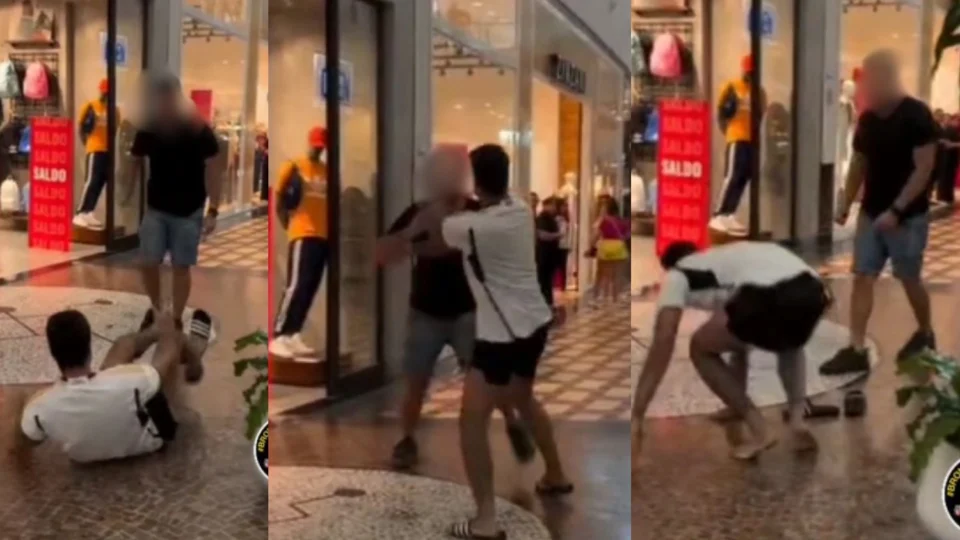 Dois homens são flagrados ‘na porrada’ dentro de shopping em Manaus