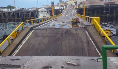 Ventania em Manaus causa danos em plataforma do porto e afeta operações do transatlântico Aurora