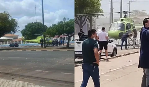 Helicóptero pousa em avenida de Boa Vista para socorrer policial ferido em operação na Terra Yanomami