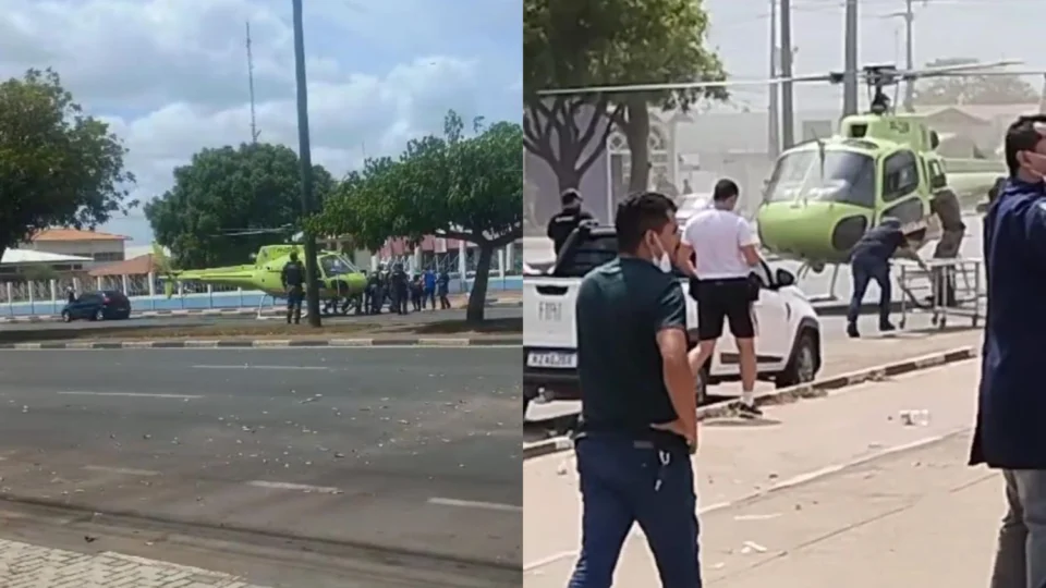 Helicóptero pousa em avenida de Boa Vista para socorrer policial ferido em operação na Terra Yanomami