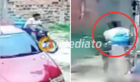 VEJA VÍDEO: entregador de gás atinge parede de casa e fica desacordado no bairro Cidade Nova