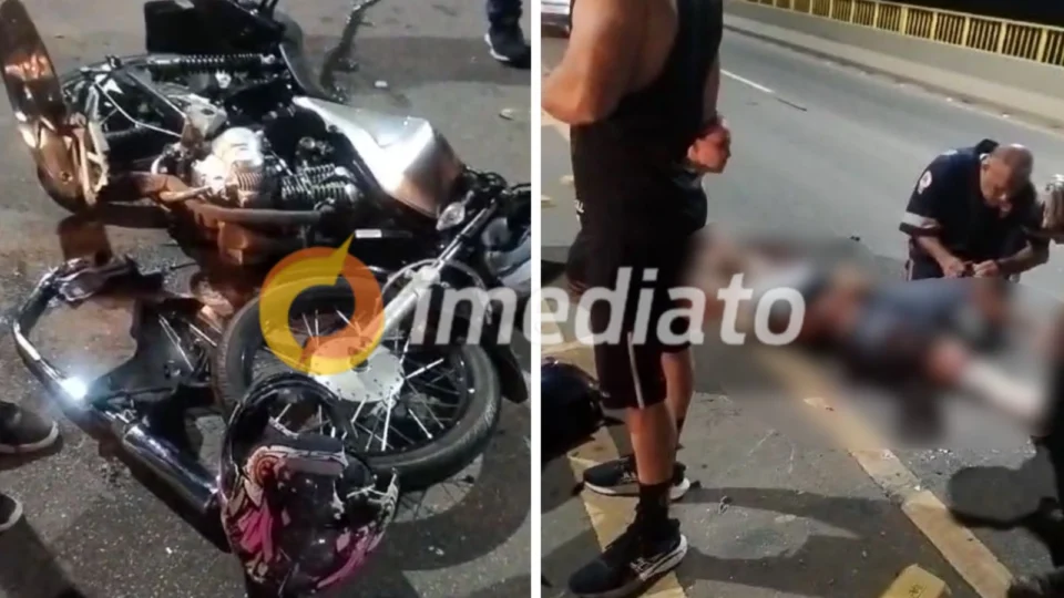 VEJA VÍDEO: acidente na Ponte Rio Negro deixa motociclista e passageiro em estado grave