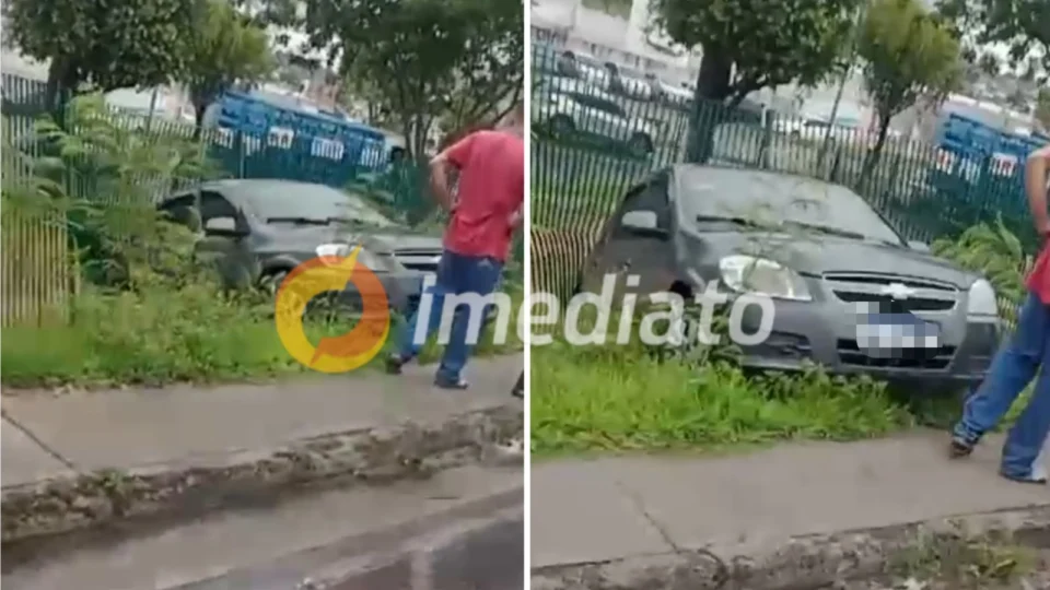 VEJA VÍDEO: carro desliza e vai parar em barranco no bairro Distrito Industrial I