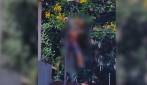 VEJA VÍDEO: criminoso leva descarga elétrica durante furto de fio