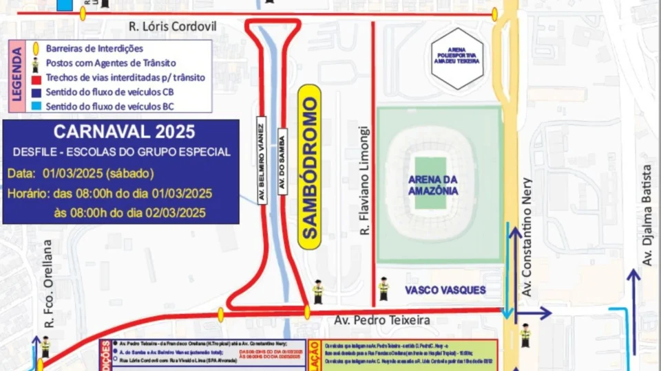 Confira as alterações no trânsito e transporte para o desfile das escolas de samba no Sambódromo