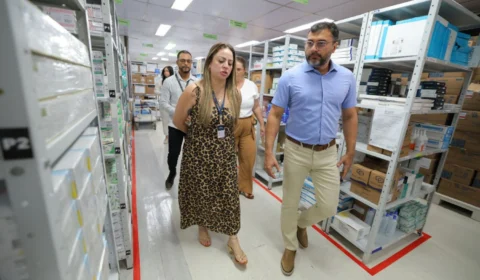 Governador Wilson Lima vistoria atendimento e obras de expansão do laboratório no Hospital do Coração Francisca Mendes
