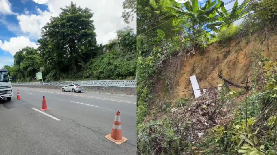 Parte da avenida Mário Ypiranga segue interditada após deslizamento de terra em Manaus