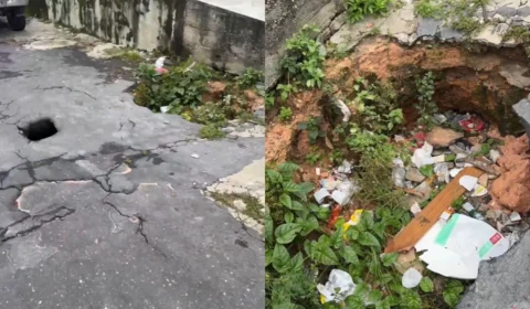 Buraco em rua da Zona Sul de Manaus preocupa moradores e expõe riscos
