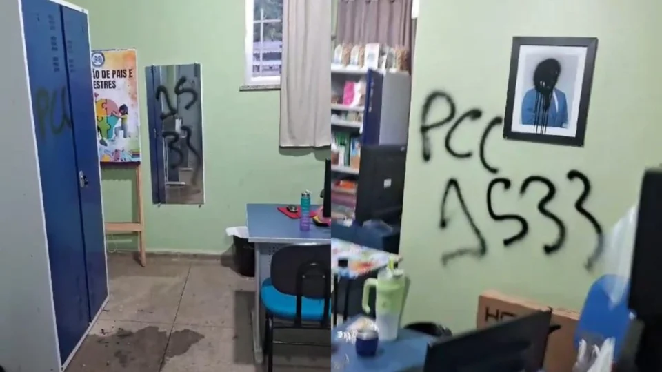 Vandalismo em escola de Boa Vista deixa salas destruídas e pichações de facção