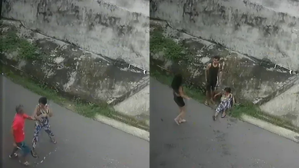 Vídeo forte: câmera de segurança registra momento em que mulher é atacada com tesouradas no Petrópolis