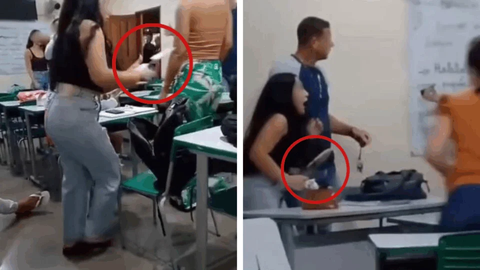 VEJA VÍDEO: estudante tira faca da bolsa e ameaça colega em sala de aula