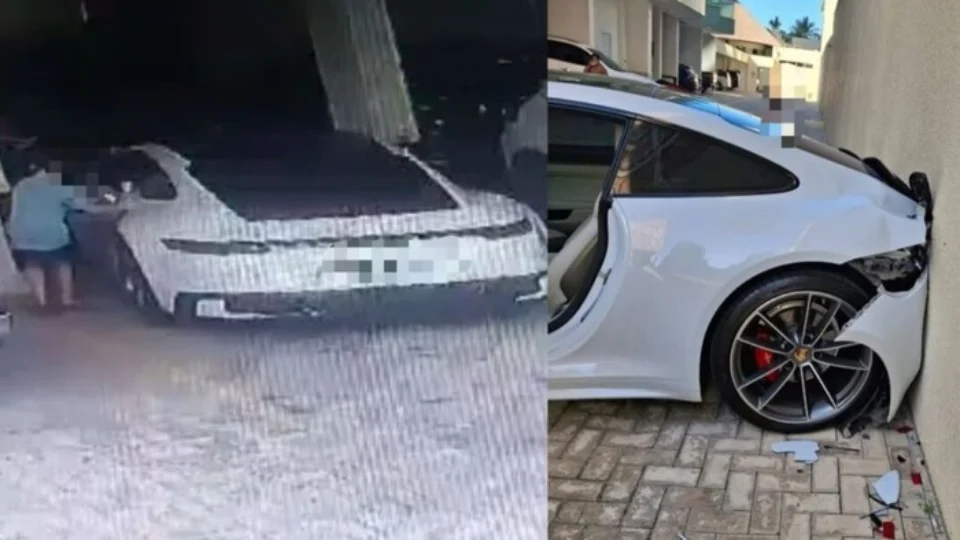 VEJA VÍDEO: criança liga Porsche de R$ 1 milhão do vizinho e bate no muro