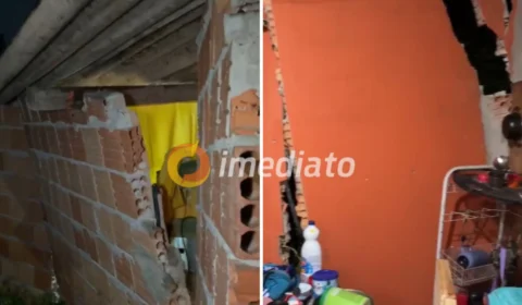 Desabamento de barranco alaga e destrói residência no bairro Gilberto Mestrinho
